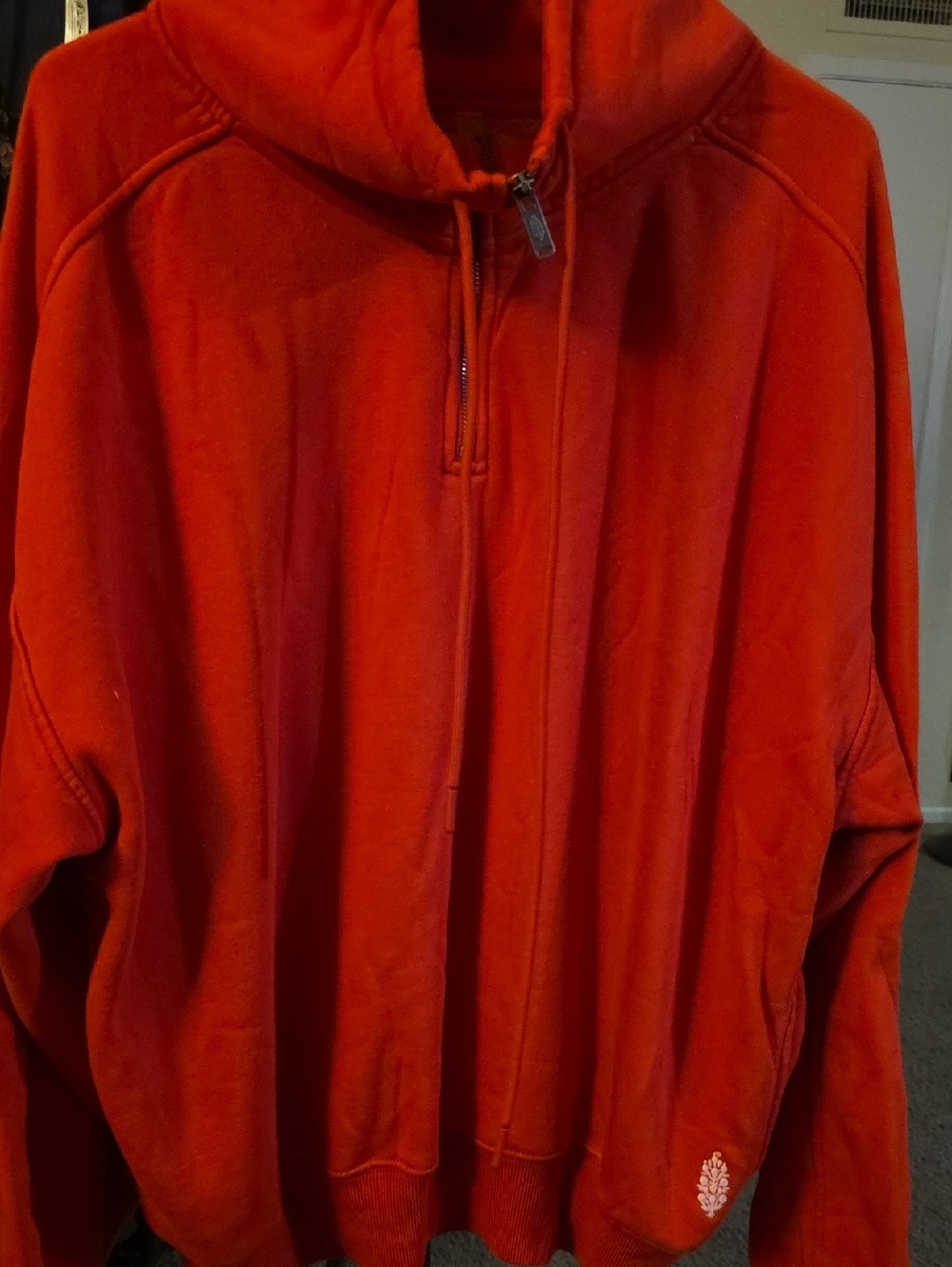 Free People Red Half-Zip Pullover Sweatshirt
